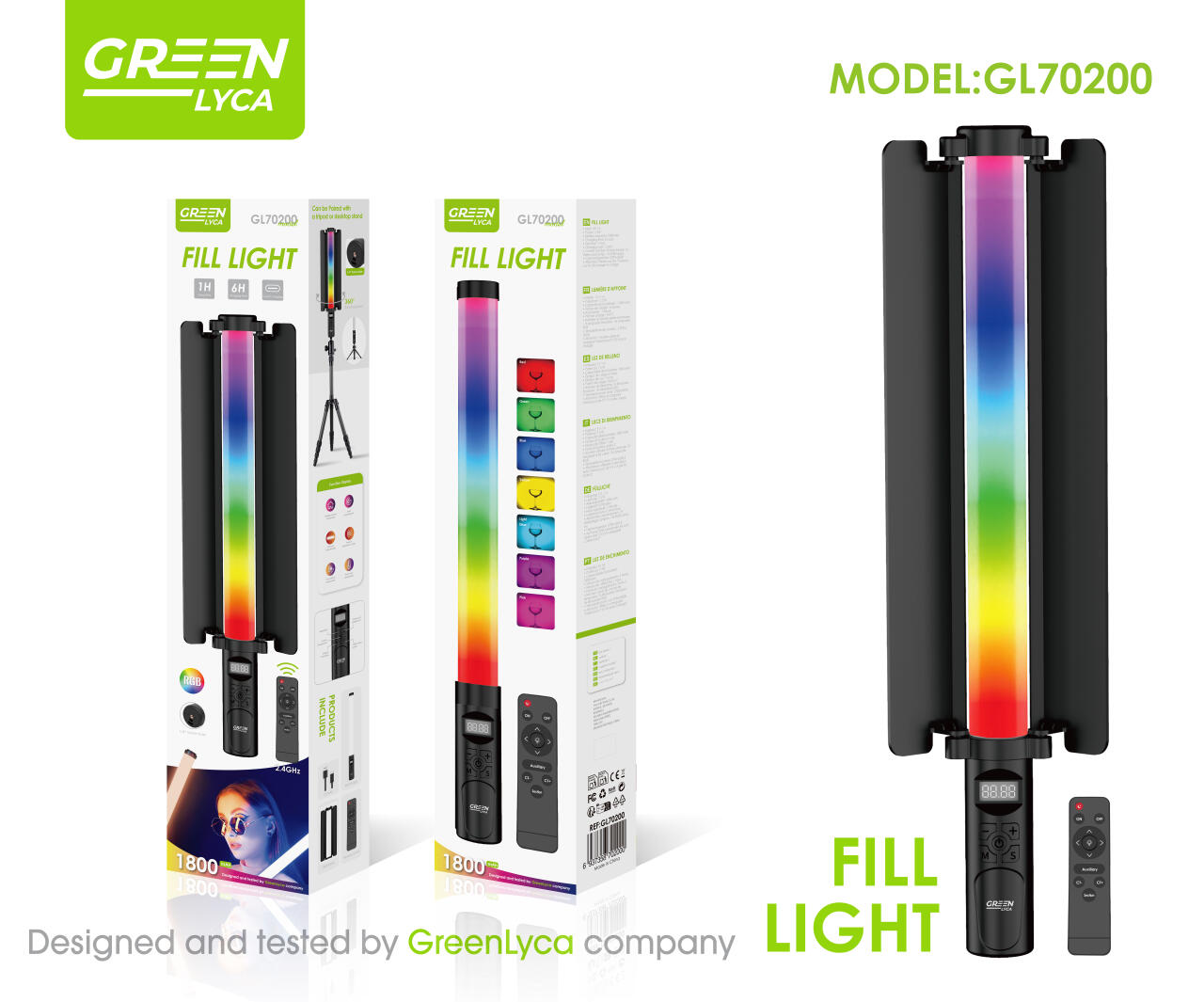 Luz De Relleno RGB Portátil – 1800mAh, USB-C, Compatible con Trípode