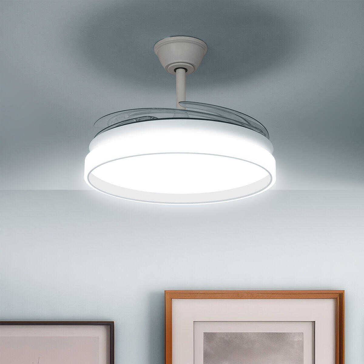 Ventilador de Techo con Luz LED y 4 Aspas Retráctiles Keteez InnovaGoods Blanco 72 W Ø49-104 cm
