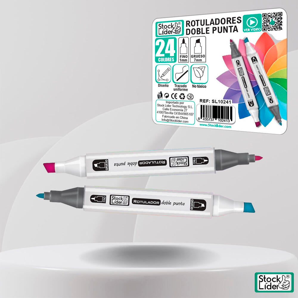 Rotuladores Doble Punta 24 Colores | Creatividad en Oficina