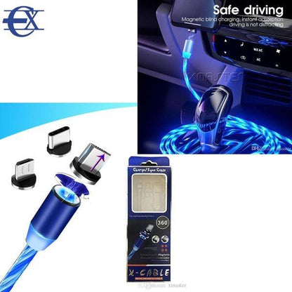 Cable USB Magnético 3 en 1 con Luz LED - Carga Rápida y Segura
