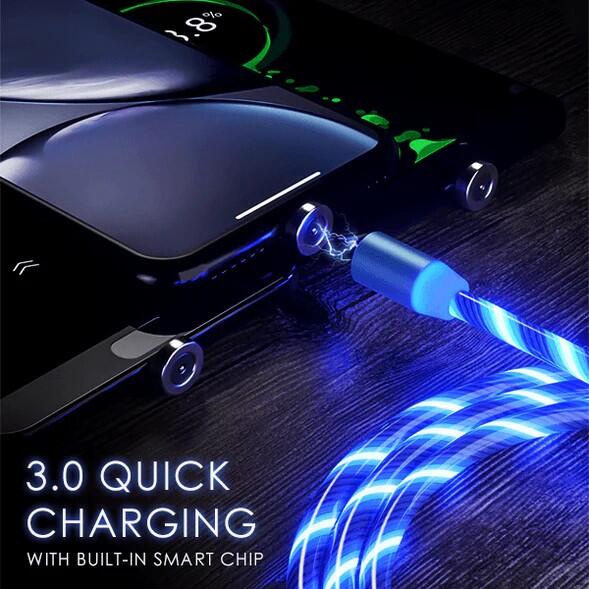 Cable USB Magnético 3 en 1 con Luz LED - Carga Rápida y Segura