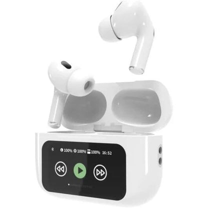 Auriculares Bluetooth 5,4 con Pantalla Táctil Cancelación de Ruido ANC+ENC, IPX7 Impermeables, Blanco