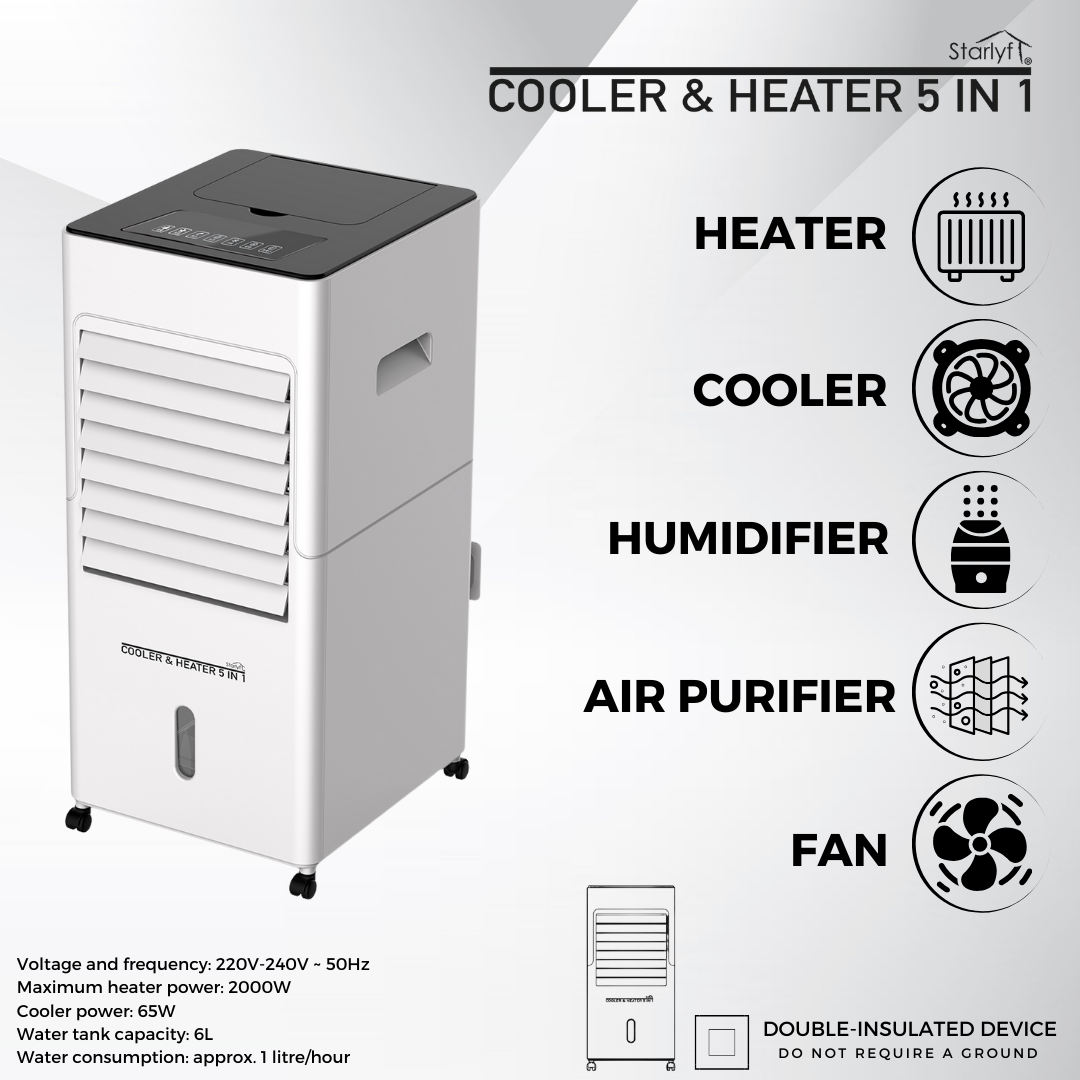 Refrigerador de ambientes, calefactor, ventilador, humidificador y purificador de aire