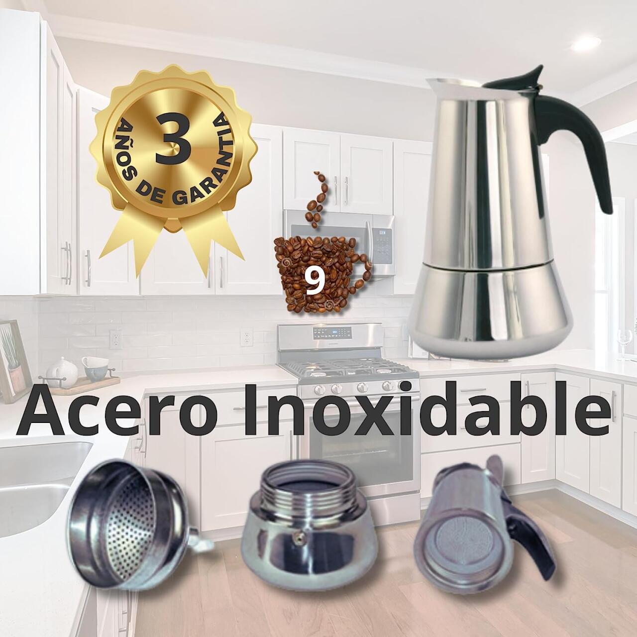 Cafetera Italiana De Acero Inoxidable  6 Tazas Inducción