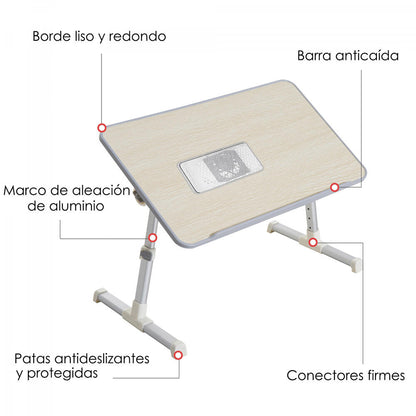 MESA PLEGABLE PARA ORDENADORES PORTATILES CON VENTILADOR USB ADAPTABLE A CAMA & SOFA