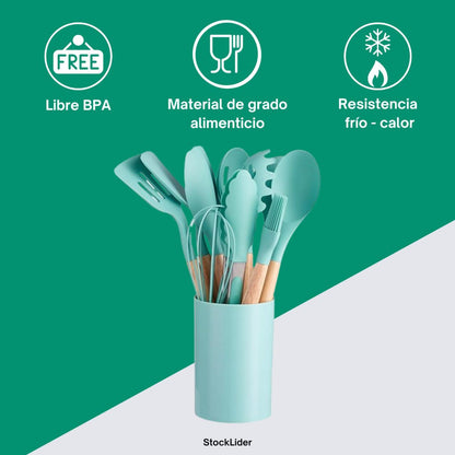 Set Utensilios Silicona Cocina 12PCS | Antiadherente y Duradero