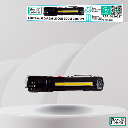 Linterna 25000W Recargable con Zoom | Iluminación Potente