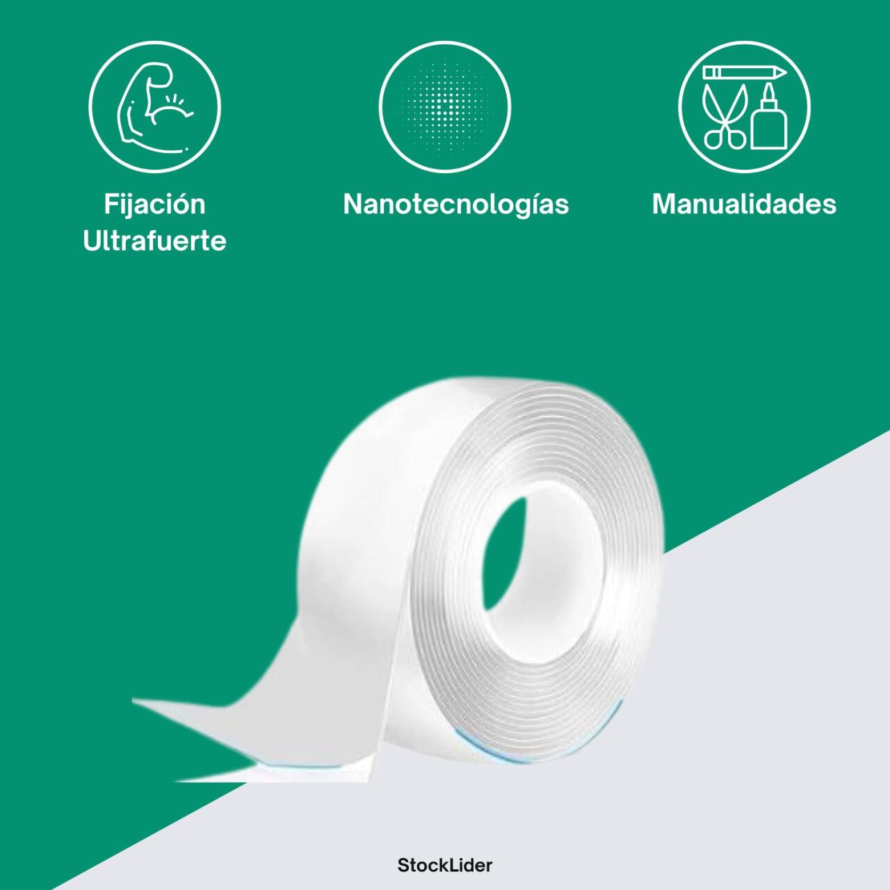 Cinta Nanotec Adhesiva Reutilizable - ¡Soluciones sin taladros!