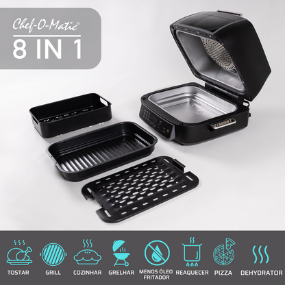 Horno, Grill y Freidora de aire 8 funciones en 1