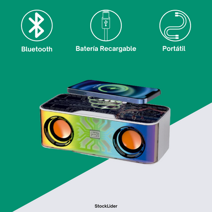 Altavoz RGB Bluetooth con Carga Inalámbrica | Sonido Premium