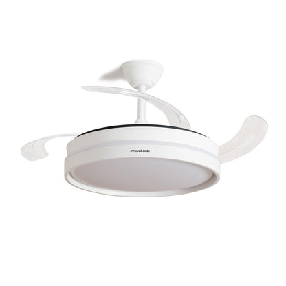 Ventilador de Techo con Luz LED y 4 Aspas Retráctiles Keteez InnovaGoods Blanco 72 W Ø49-104 cm
