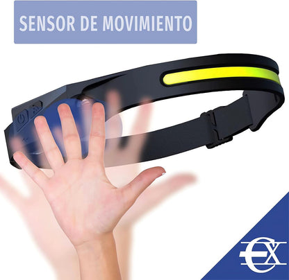 Linterna de Cabeza LED con Sensor y Luz de Emergencia