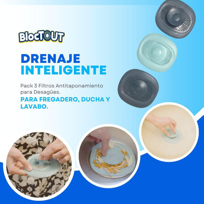 Blockout Pack 3 Filtros Antitaponamiento para Desagües con Drenaje Eficiente