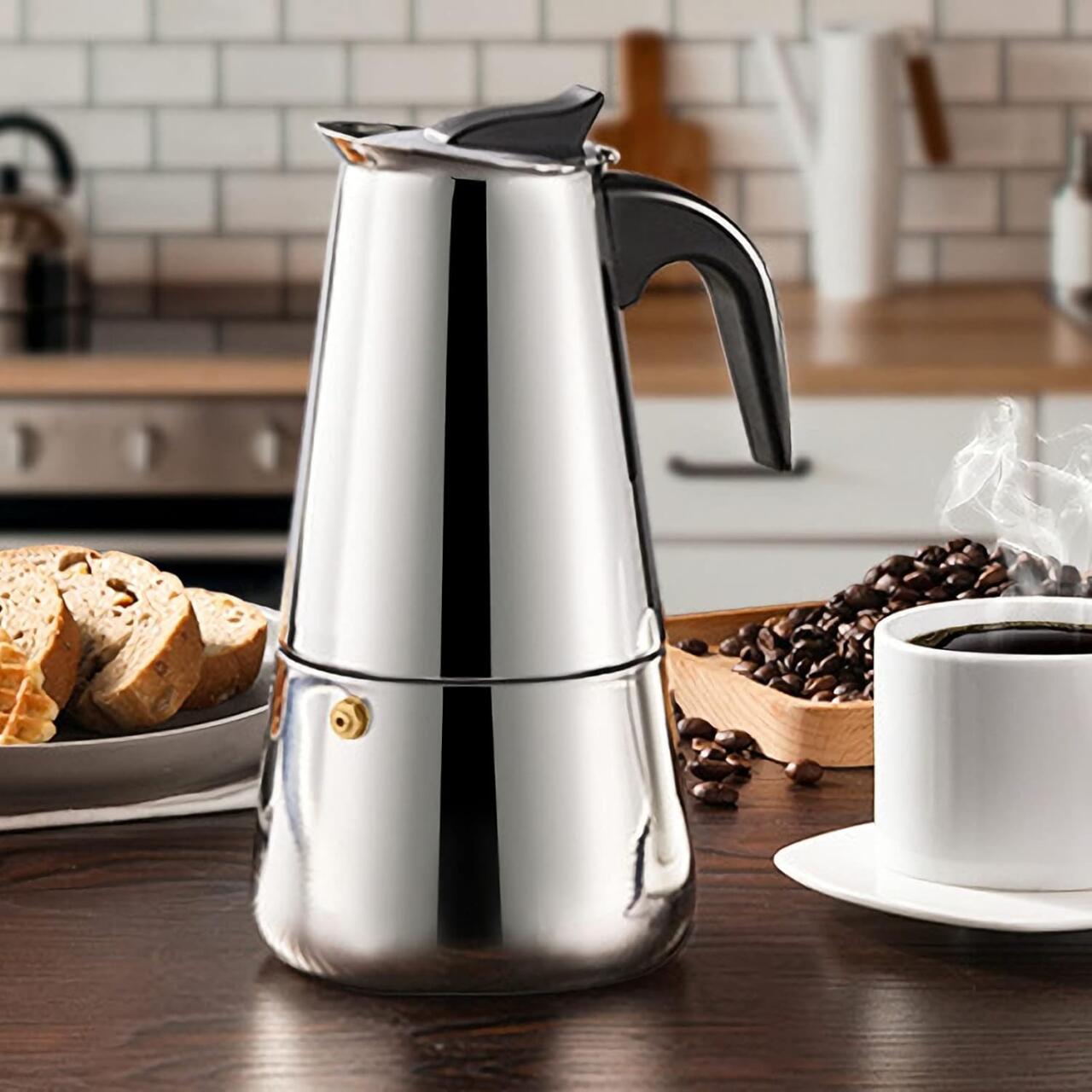Cafetera Italiana De Acero Inoxidable 12 Tazas Inducción