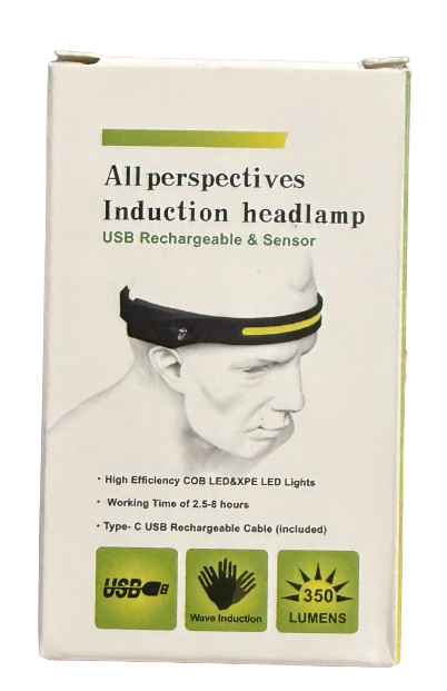 Linterna de Cabeza LED con Sensor y Luz de Emergencia