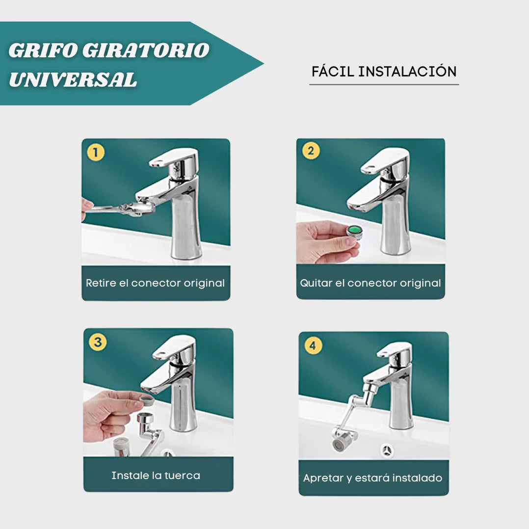 Extensor de Grifo Giratorio Metal | Flexibilidad Máxima en tu Cocina