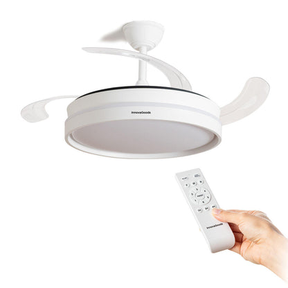 Ventilador de Techo con Luz LED y 4 Aspas Retráctiles Keteez InnovaGoods Blanco 72 W Ø49-104 cm