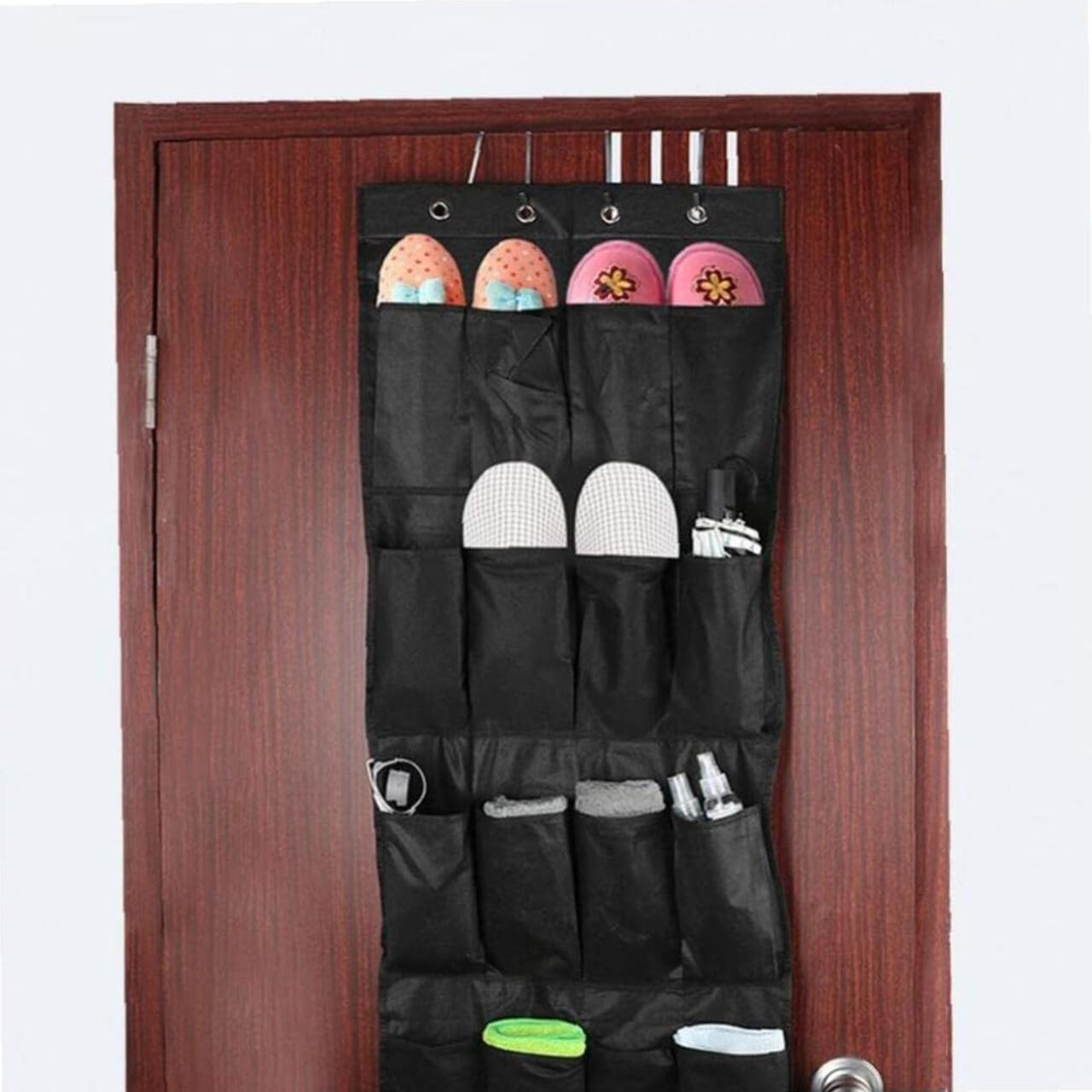 Organizador De Zapatos Y Otras Complementos,  Colgante Sobre La Puerta 20 Bolsillos Color Negro