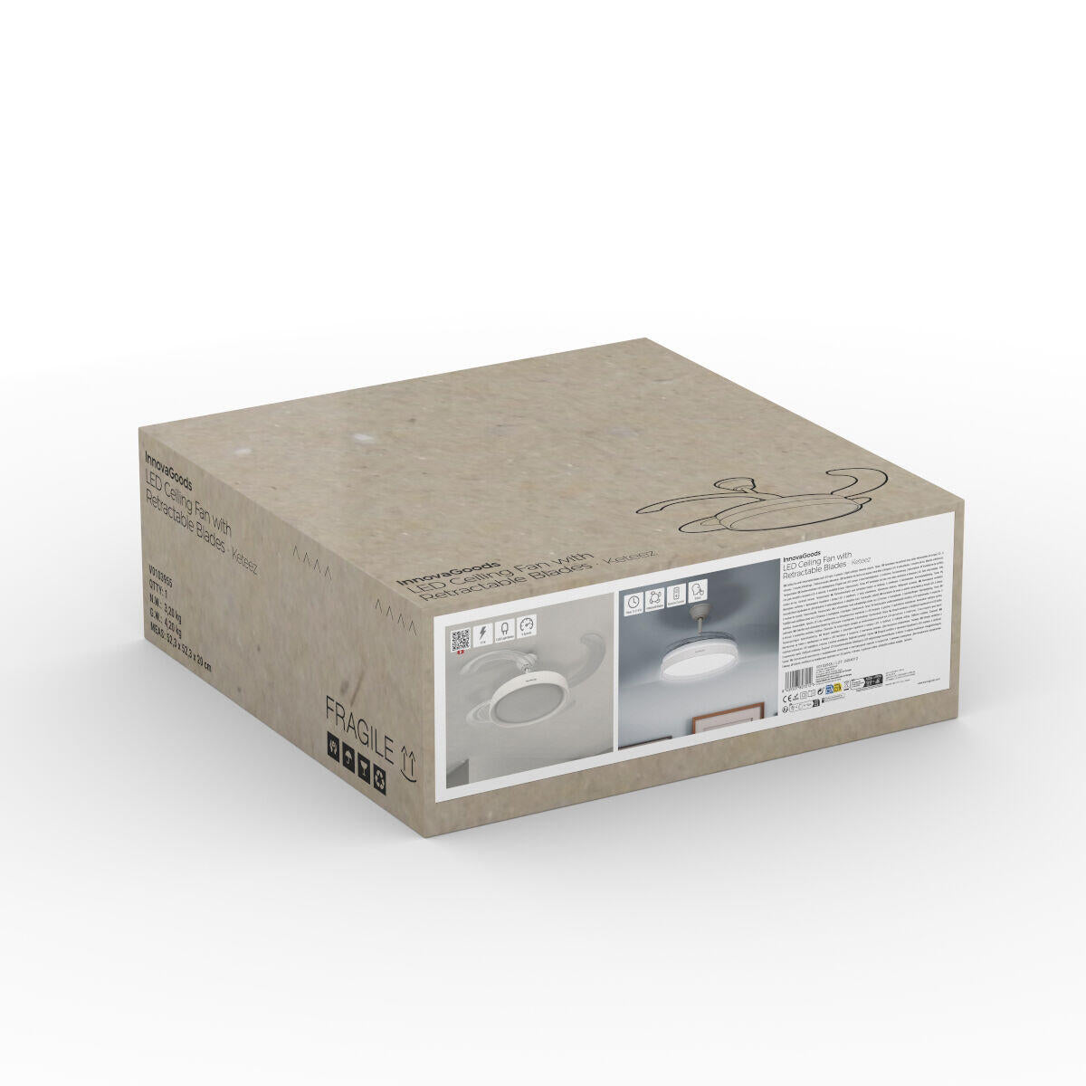 Ventilador de Techo con Luz LED y 4 Aspas Retráctiles Keteez InnovaGoods Blanco 72 W Ø49-104 cm