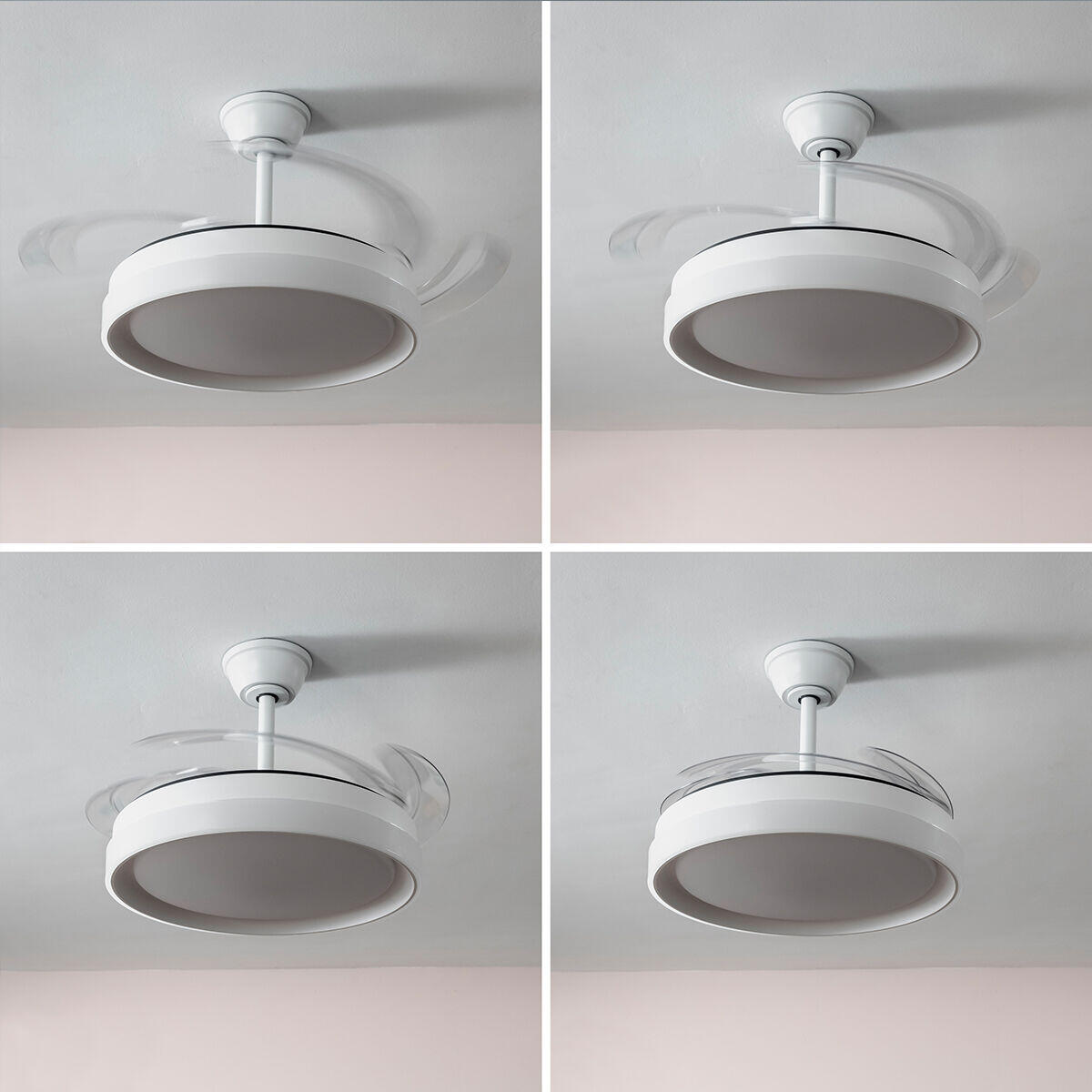 Ventilador de Techo con Luz LED y 4 Aspas Retráctiles Keteez InnovaGoods Blanco 72 W Ø49-104 cm