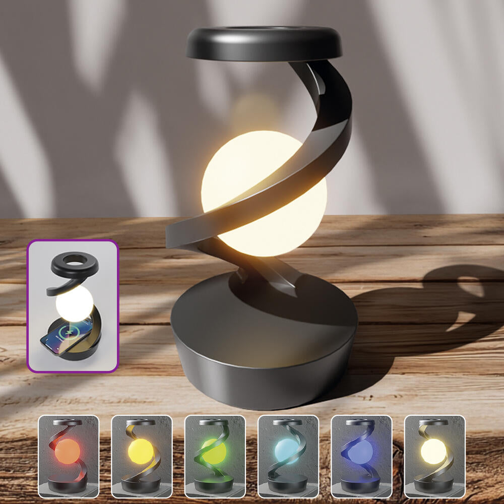 Lámpara de Luna LED con bola levitante 3D con cargador de teléfono inalámbrico