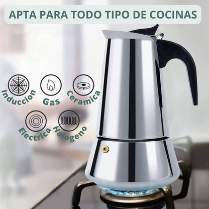 Cafetera Italiana De Acero Inoxidable  6 Tazas Inducción