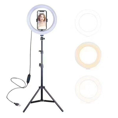 Aro de Luz Profesional 26cm + Trípode 2.10m - Iluminación Perfecta