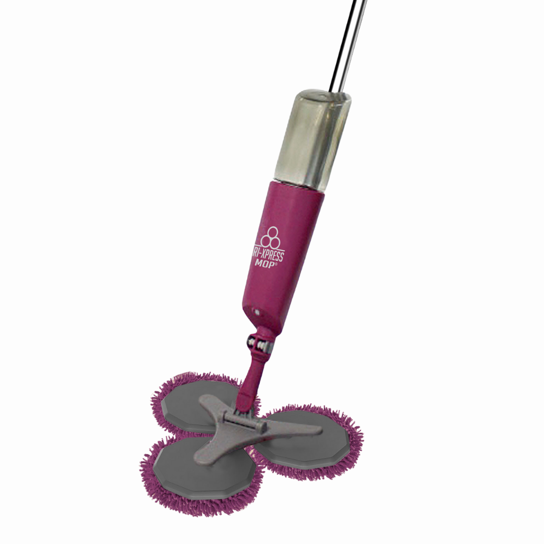 Mopa Triple de microfibra con cabezales rotatorios pulverizadores y brazo extensíble