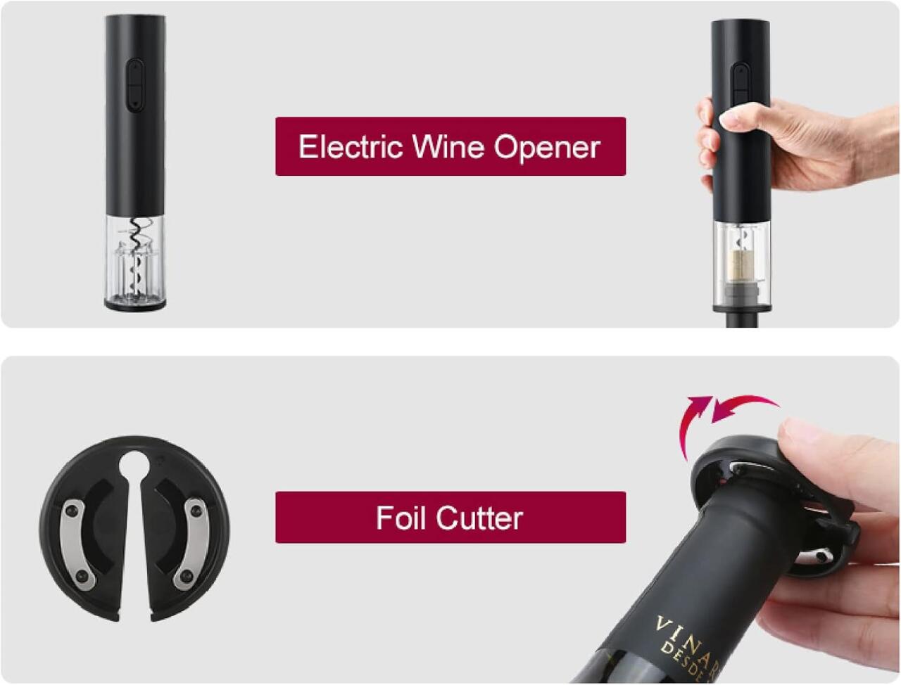 Abridor de Vino Eléctrico (Pack 4ud) – Abre fácil y rápido