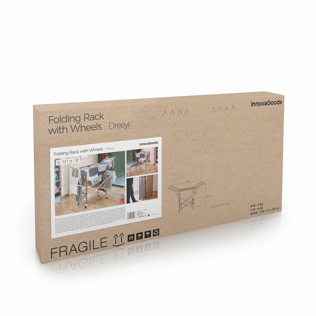 Tendedero Plegable Vertical con Ruedas Dreeyl InnovaGoods 38 Barras