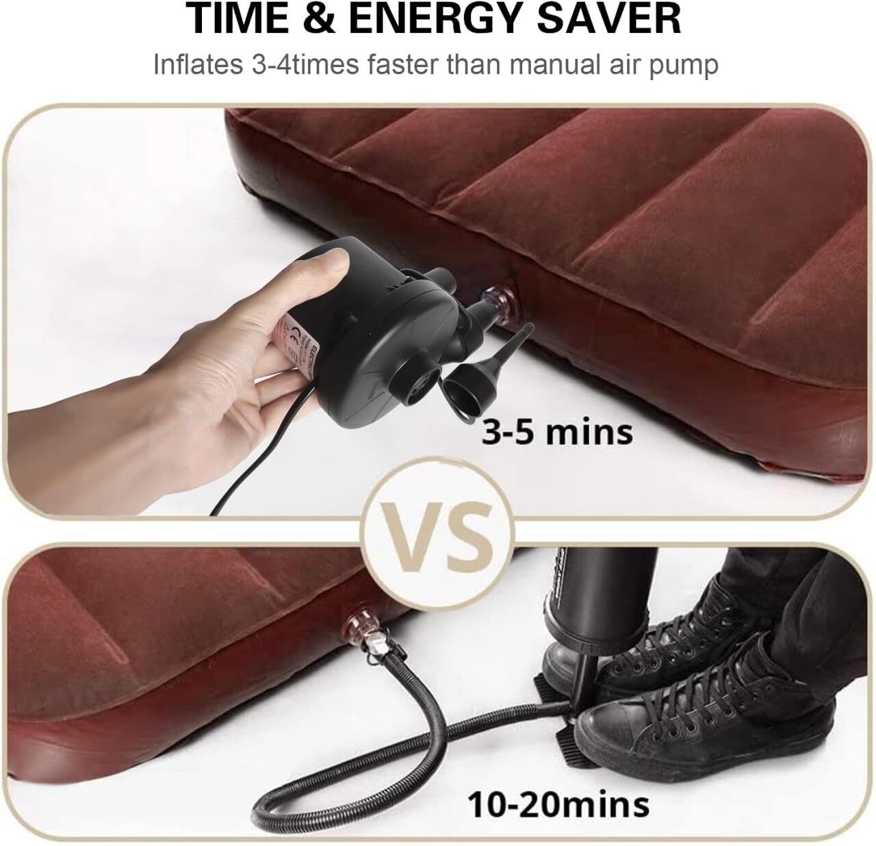 Inflador Eléctrico Portátil 240V AC / 12V DC – Bomba de Aire 2 en 1