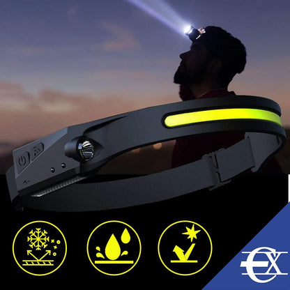 Linterna de Cabeza LED con Sensor y Luz de Emergencia