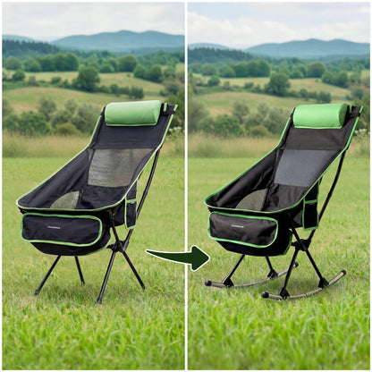 Silla Mecedora Plegable de Camping 2 en 1 con Bolsillo, Cojín y Bolsa de Transporte Trillow InnovaGoods