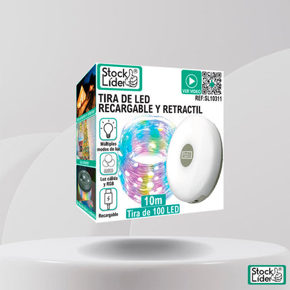 Tira LED Recargable y Retráctil | Ilumina Fácil y Sin Cables