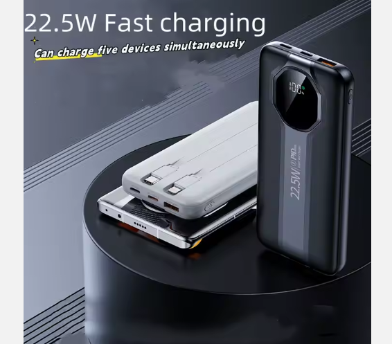 Power Bank 10000 mAh PD 22,5W con Cables Integrados – Potencia Total en la Palma de tu Mano