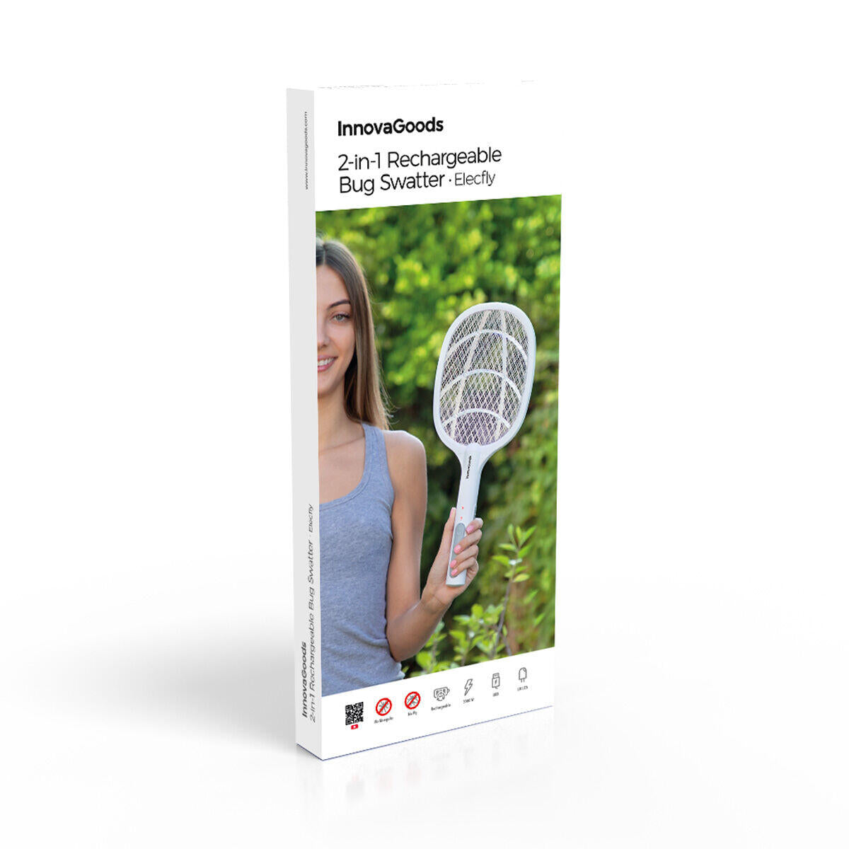 Raqueta Matainsectos Recargable con Luz UV 2 en 1 Elecfly InnovaGoods