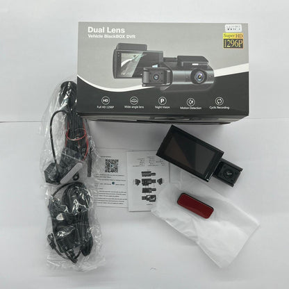 Lente Dual Blackbox DVR para Vehículo 1296p con Pantalla LCD 3” LTPS – Seguridad Avanzada en la Carretera