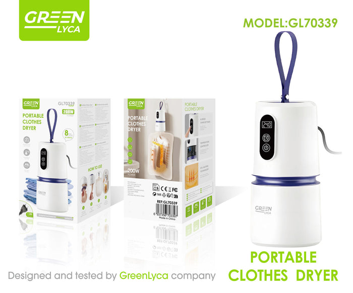 Mini Secadora Portátil de Ropa 200W con Pantalla Digital – Portable Clothes Dryer GL70339