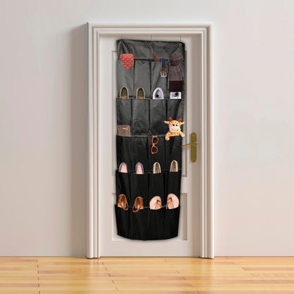 Organizador De Zapatos Y Otras Complementos,  Colgante Sobre La Puerta 20 Bolsillos Color Negro