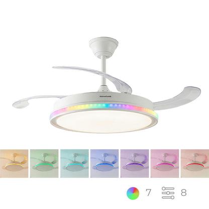 Ventilador de Techo con Luz LED RGB, 4 Aspas Retráctiles y Mando a Distancia InnovaGoods