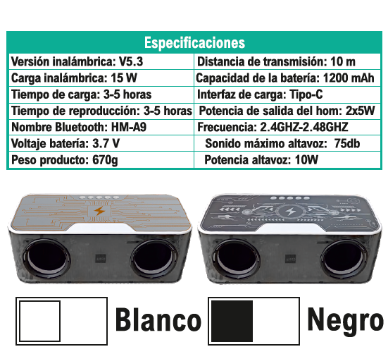 Altavoz RGB Bluetooth con Carga Inalámbrica | Sonido Premium