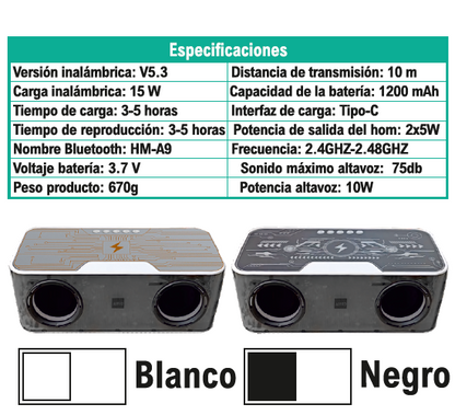 Altavoz RGB Bluetooth con Carga Inalámbrica | Sonido Premium
