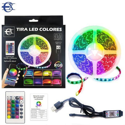 Tira LED RGB 5M con Mando y App | Iluminación Inteligente
