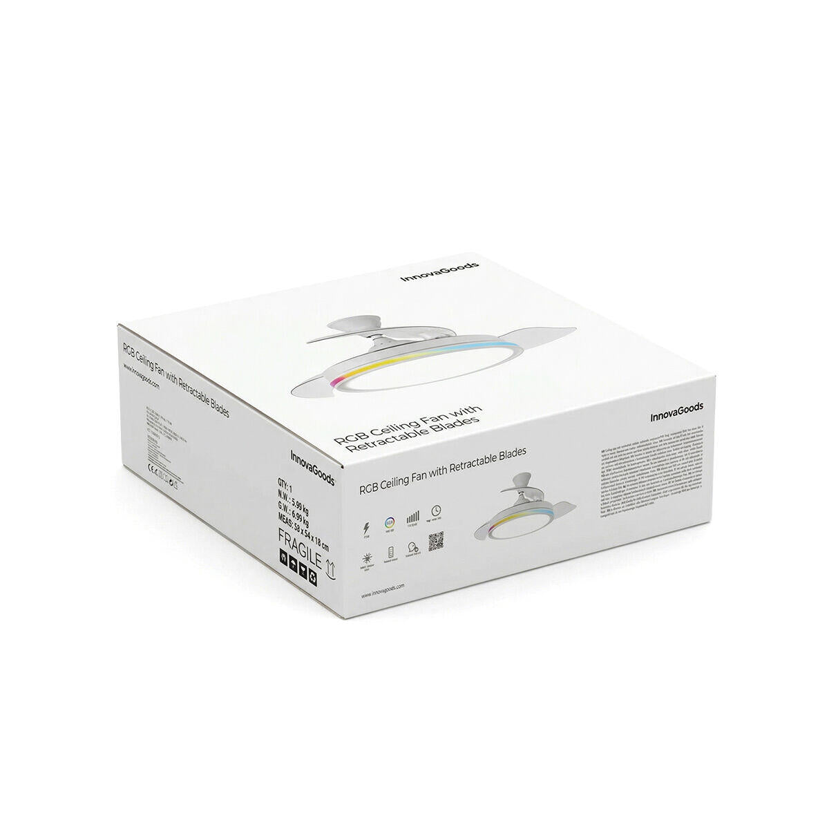 Ventilador de Techo con Luz LED RGB, 4 Aspas Retráctiles y Mando a Distancia InnovaGoods