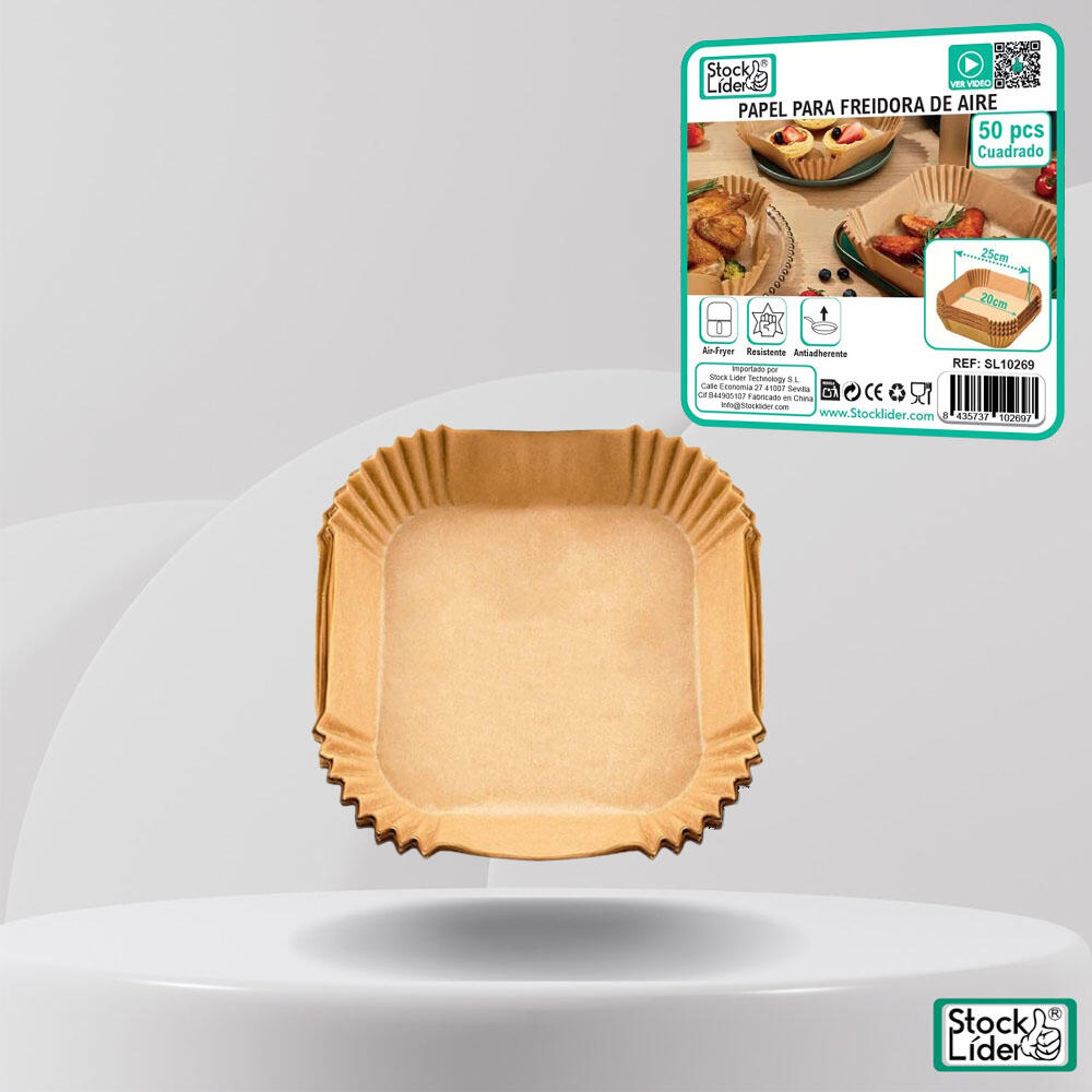 Papel Freidora de Aire Cuadrado - 50 unds | Cocina Fácil y Limpia