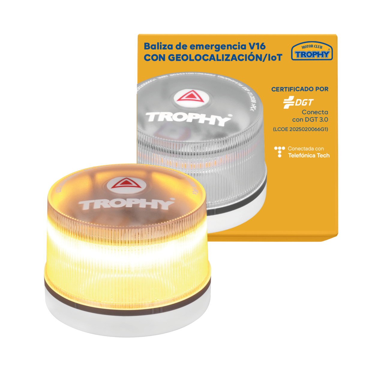Pack 2 Piezas De Balizas Luces Emergencia V16 Homologada DGT con Geolocalización Baliza Coche Conectada DGT 3.0