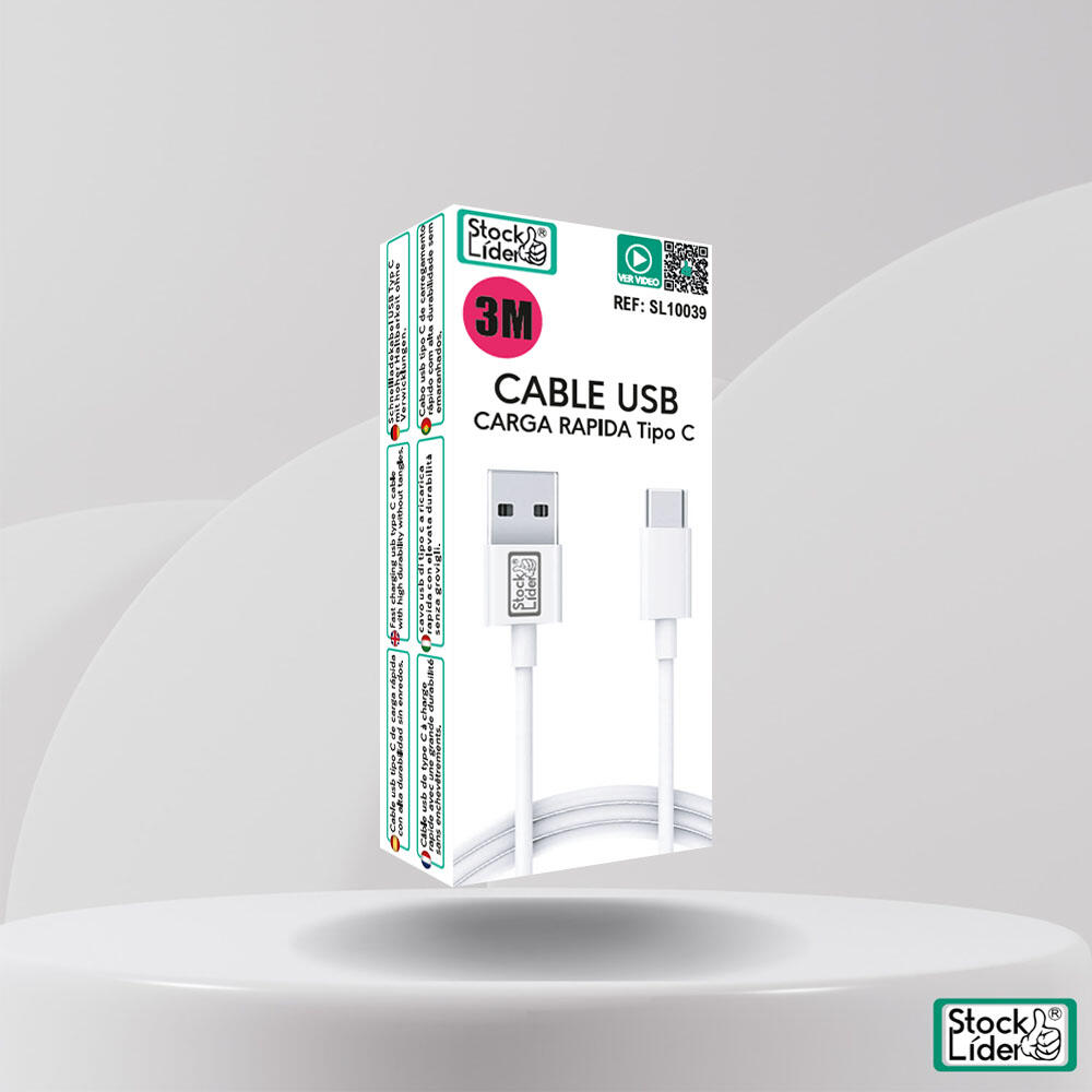 Cable Tipo C 3m - Carga Rápida y Sincronización Fiable | Dropea