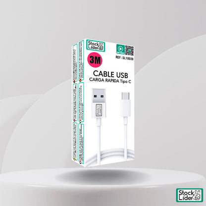 Cable Tipo C 3m - Carga Rápida y Sincronización Fiable | Dropea