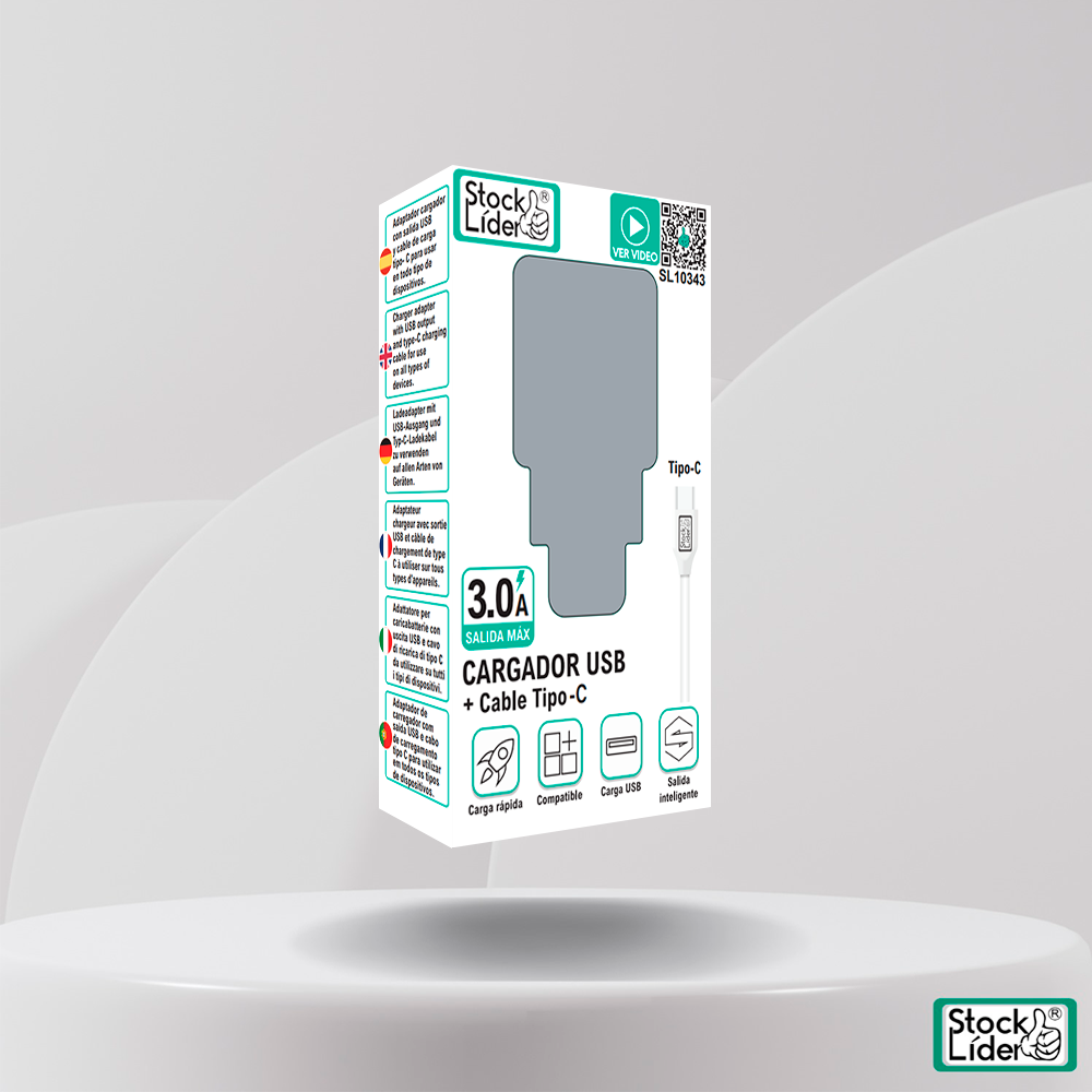 Cargador USB + Cable Tipo C | Carga Rápida y Segura