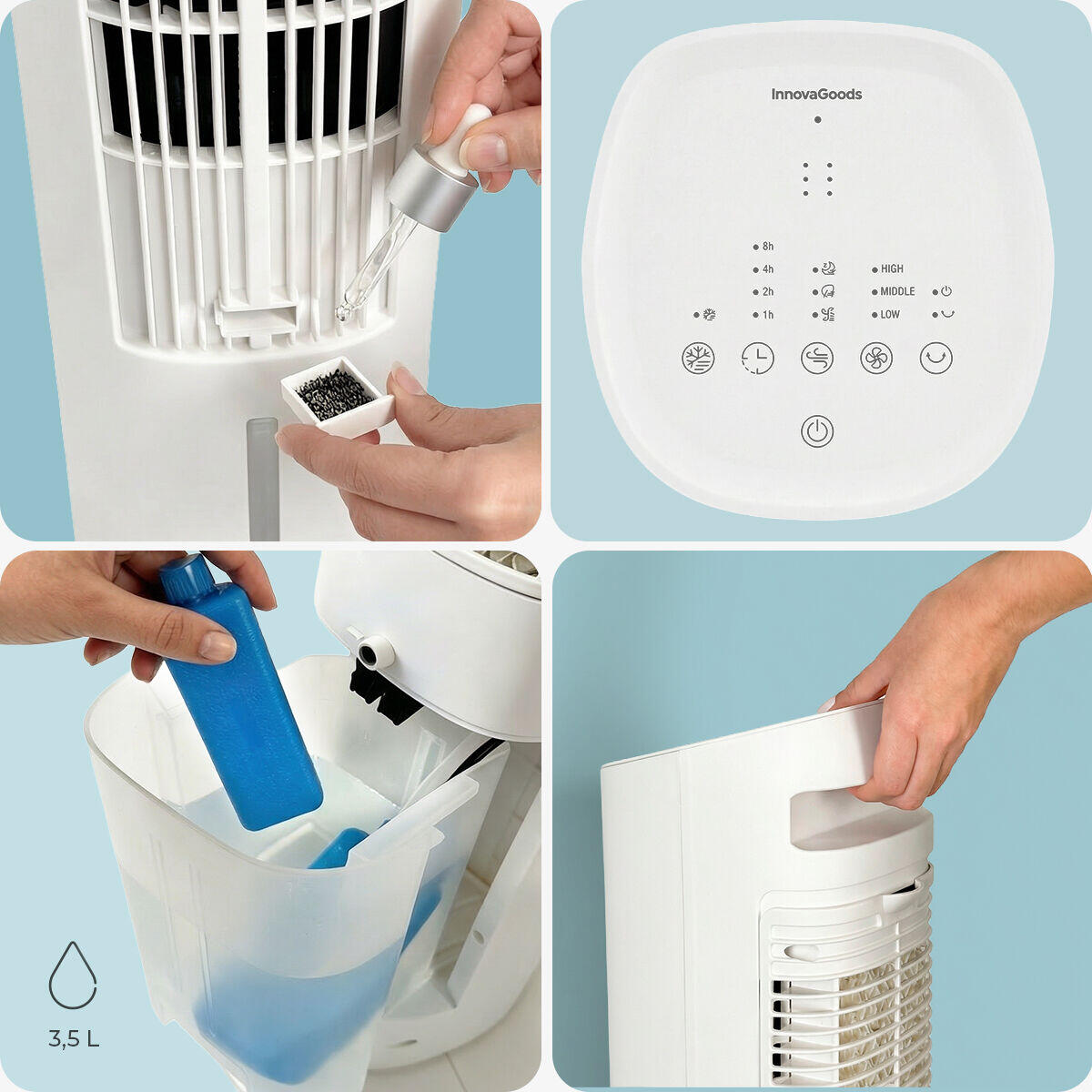 Climatizador Evaporativo Portátil Torre Multifunción con Mando a Distancia Hushly InnovaGoods